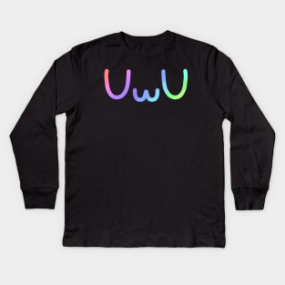 UwU Rainbow Gradient Kids Long Sleeve T-Shirt